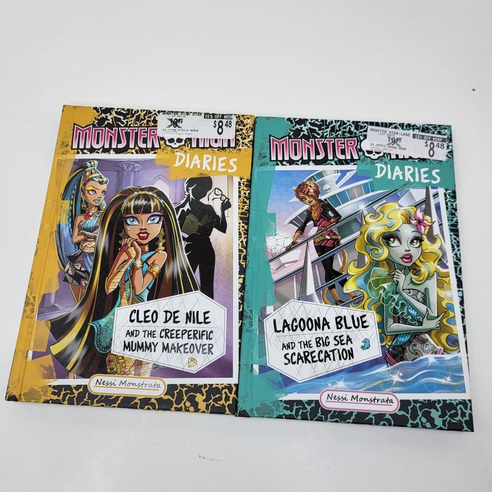 New Lot of 2 Monster High Books 2 Diaries Laguna Blue & Cleo De Nile 1st Edition
